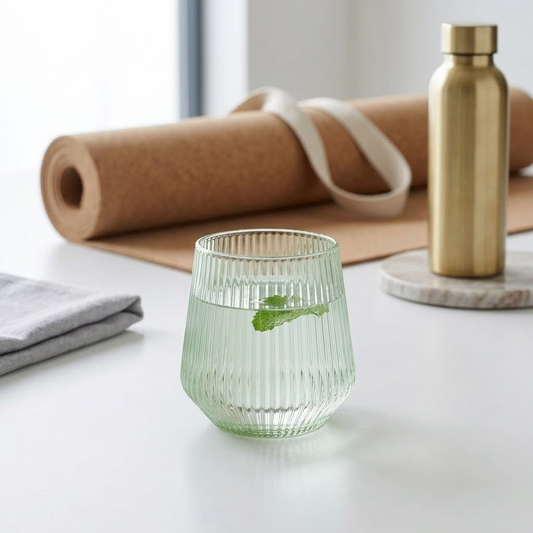 Aquilona 12 oz Origami Ribbed Stemless Plastic Wine Glasses - Shatterproof & BPA-Free Recyclable Drinking Cups, Unbreakable Fluted Tumblers for Parties, Weddings & Events