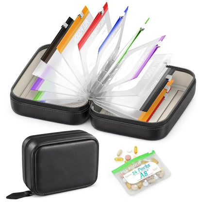 🔥Waterproof Pill Pouch Set, 14pcs Bags Inside, A8 Waterproof Pill Organizer Set, 7 to 14 Days of Meds