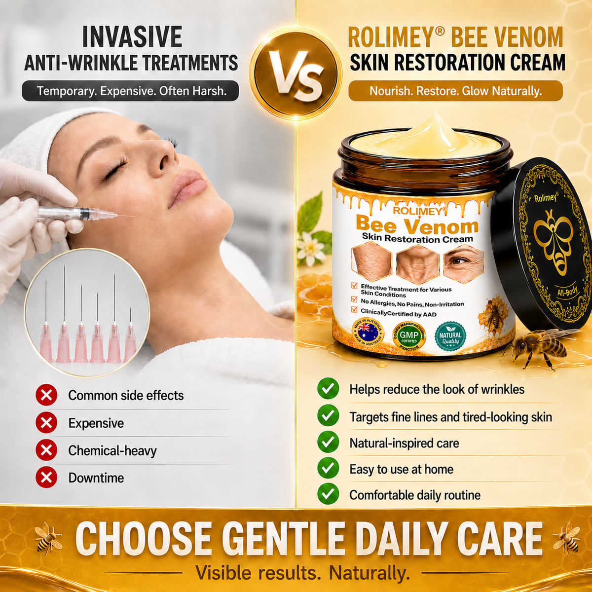 🍇2026 New Rolimey® Bee Venom Advanced Skin Rescue Cream | Botox-Inspired Firming & Smoothing Care for All Skin Types