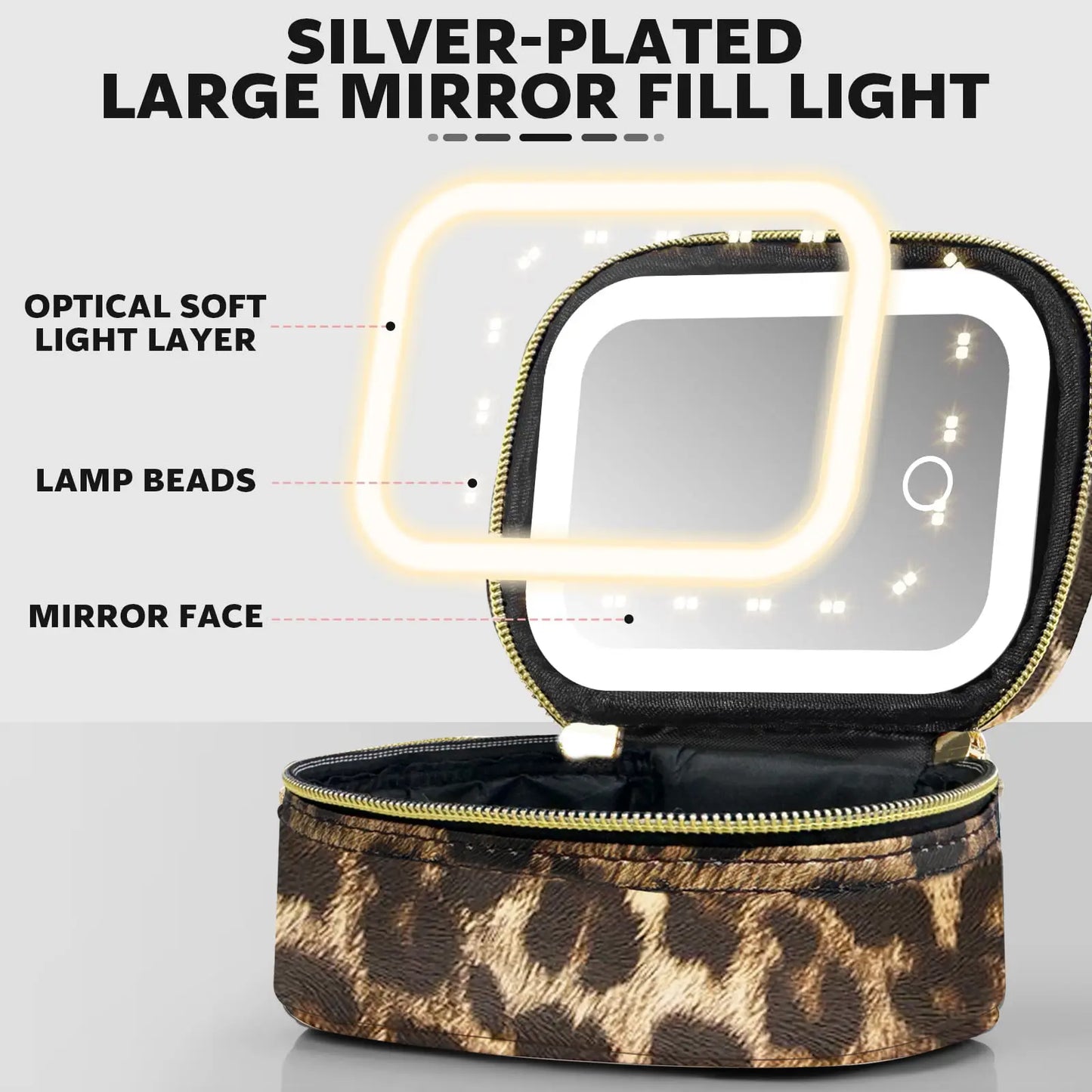 🔥LED Lighted Travel Makeup Bag with Mirror 3 Adjustable Brightness Portable Cosmetic Case