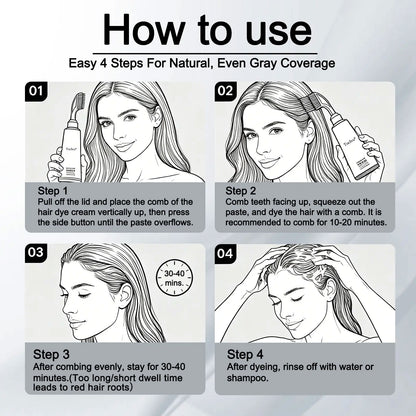 ✨50% OFF! 🌿 Plant-Based Comb-In Hair Dye – Easy, Gray Coverage, Nourishing Formula ✨