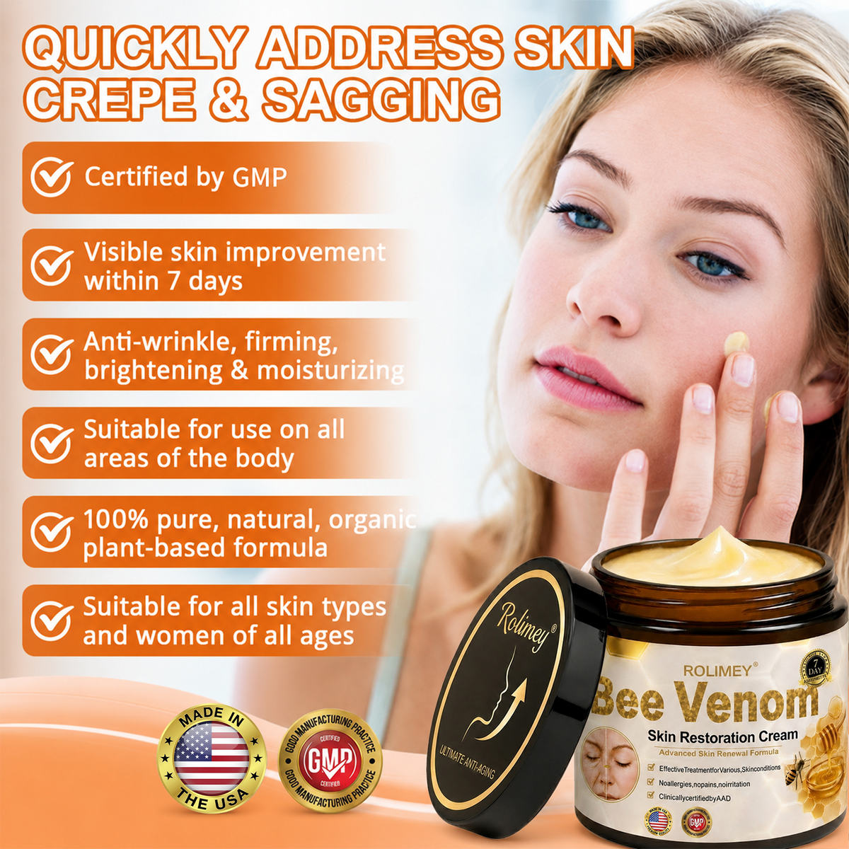 🎁💎 Rolimey® Bee venom Pro Comprehensive Cream —Tightening for Skin Types 🔥