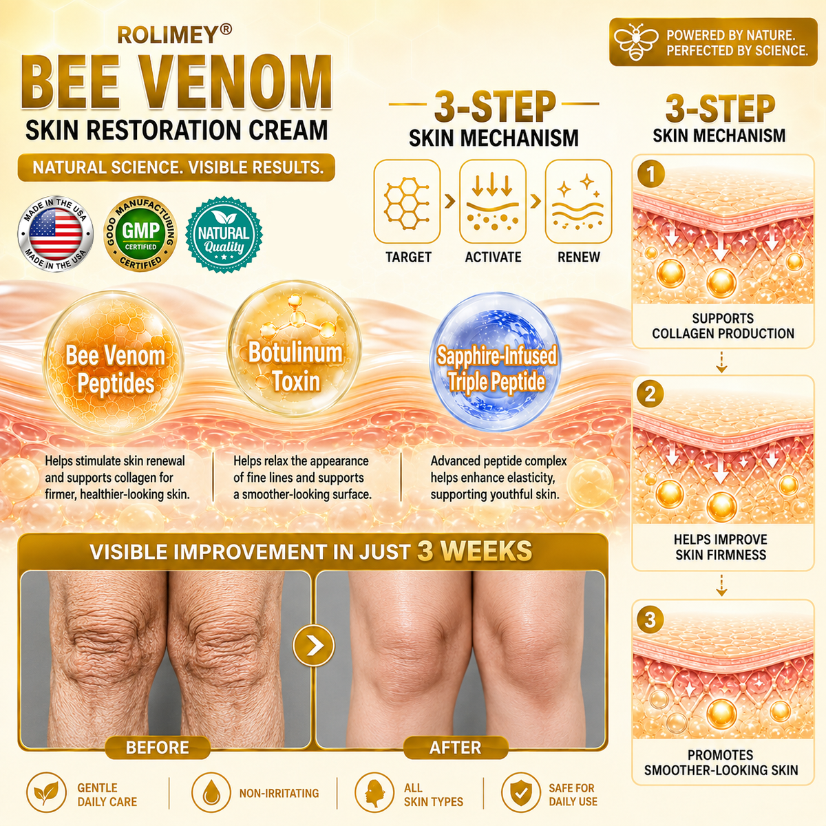 🌟💎2026 New Rolimey® Bee Venom Advanced Skin Rescue Cream | Botox-Inspired Firming & Smoothing Care for All Skin Types