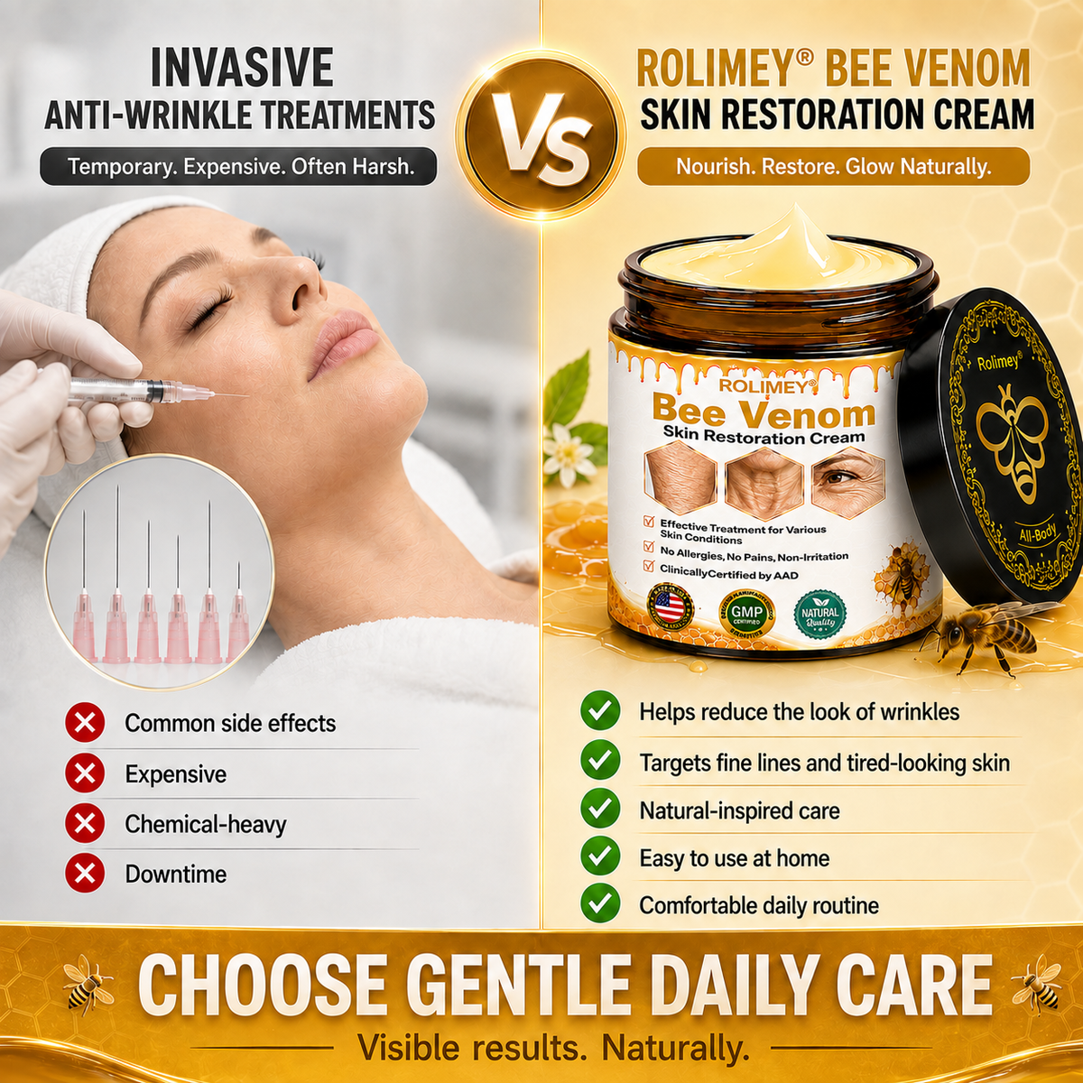 ✅2026 New Rolimey® Bee Venom Advanced Skin Rescue Cream | Botox-Inspired Firming & Smoothing Care for All Skin Types