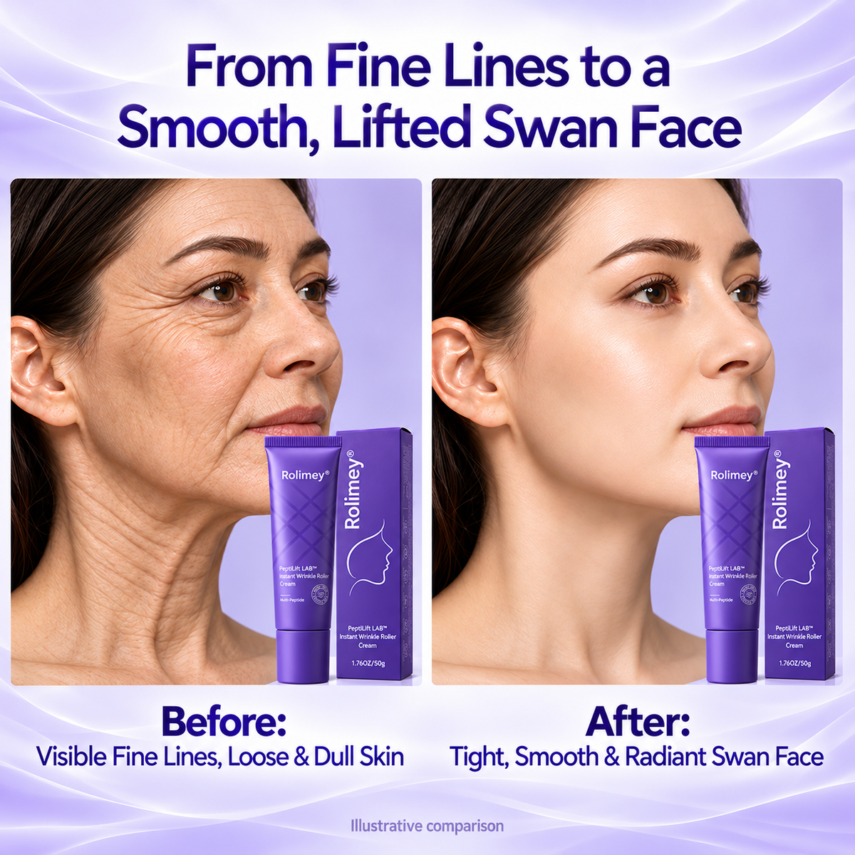 🎁💜Rolimey® Collagen Fullerene Cream, Rolimey Collagen Cream with Collagen Peptides, 2026 New Tighten & Lift Cream for Crepey Skin, Wrinkles and Tightening for Skin Types
