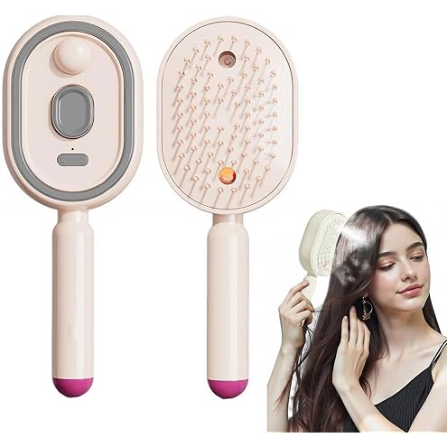 🔥Electric Spray Air Cushion Massage Comb, 2026 New 2 in 1 Misting Detangling Brush for All Hair, Rechargeable Hair Straightener Steam Brush, Wet Electric Hairbrush Air Cushion Mister for Women