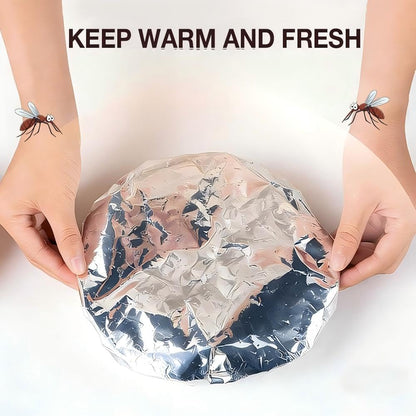 🔥Reusable Aluminum Foil Food Covers Aluminum Foil Insulation Covers,2026 Thickened Heat-Resistant Elastic Food Covers for Meals Prep Vegetables Fruits Leftovers Refrigerator Storage