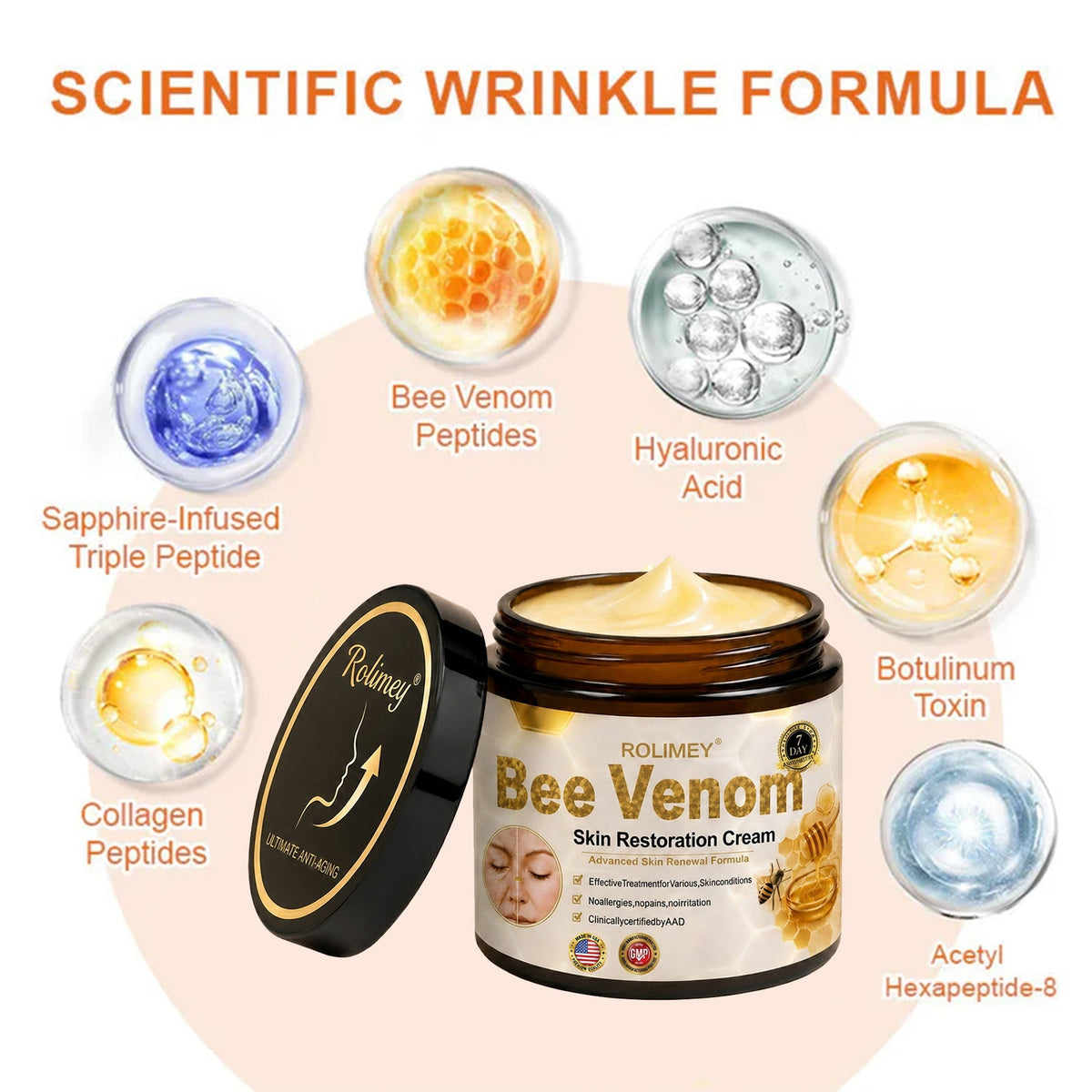 🎁💎 Rolimey® Bee venom Pro Comprehensive Cream —Tightening for Skin Types 🔥