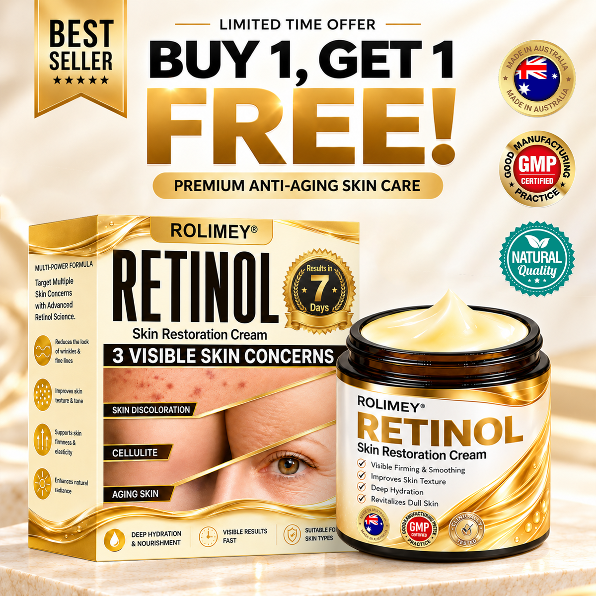 🍇2026 New Rolimey® Retinol Advanced Skin Restoration Cream | Botox-Inspired Firming & Smoothing Care for All Skin Types