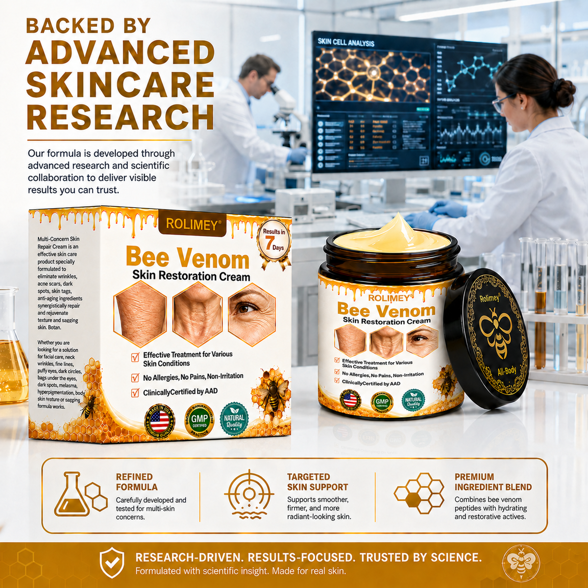 ✅2026 New Rolimey® Bee Venom Advanced Skin Rescue Cream | Botox-Inspired Firming & Smoothing Care for All Skin Types