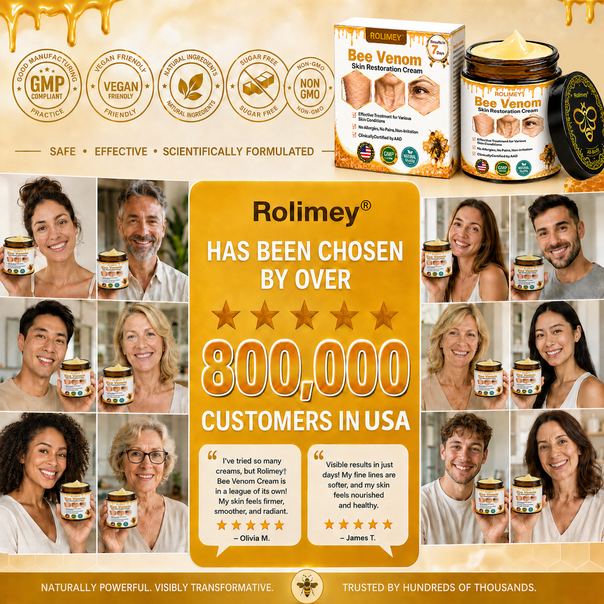 ✅2026 New Rolimey® Bee Venom Advanced Skin Rescue Cream | Botox-Inspired Firming & Smoothing Care for All Skin Types