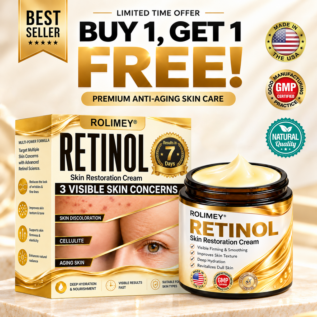 🎁2026 New Rolimey® Retinol Advanced Skin Restoration Cream | Botox-Inspired Firming & Smoothing Care for All Skin Types