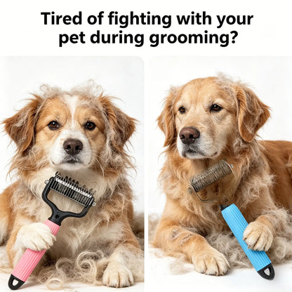 Double-Sided Cat & Dog Deshedding Dematting Comb - Undercoat Rake Grooming Tool, Matted Fur Remover for Long-Haired Pets, Grooming Accessories (Mid-Year Sale, Restock, DFYD, Deals for You Day Summerwins), Deshedding Tool