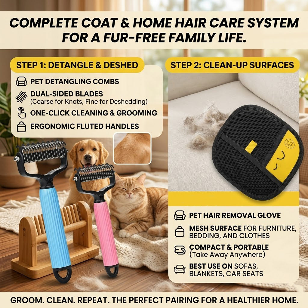 🔥Double-Sided Cat & Dog Deshedding Dematting Comb - Undercoat Rake Grooming Tool, Matted Fur Remover for Long-Haired Pets, Grooming Accessories (Mid-Year Sale, Restock, DFYD, Deals for You Day Summerwins), Deshedding Tool