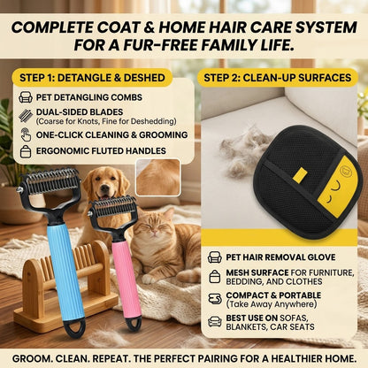 🔥Double-Sided Cat & Dog Deshedding Dematting Comb - Undercoat Rake Grooming Tool, Matted Fur Remover for Long-Haired Pets, Grooming Accessories (Mid-Year Sale, Restock, DFYD, Deals for You Day Summerwins), Deshedding Tool