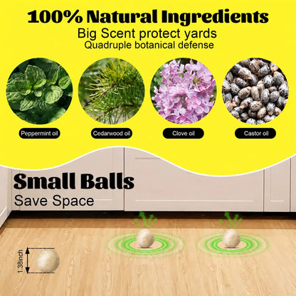Mouse & Rat Repellent Balls, Indoor/Outdoor/Car Engine Protection, Long-Lasting Peppermint Oil Formula, Safe for Pets & Kids, 30-60 Days Effective Mouse Deterrent