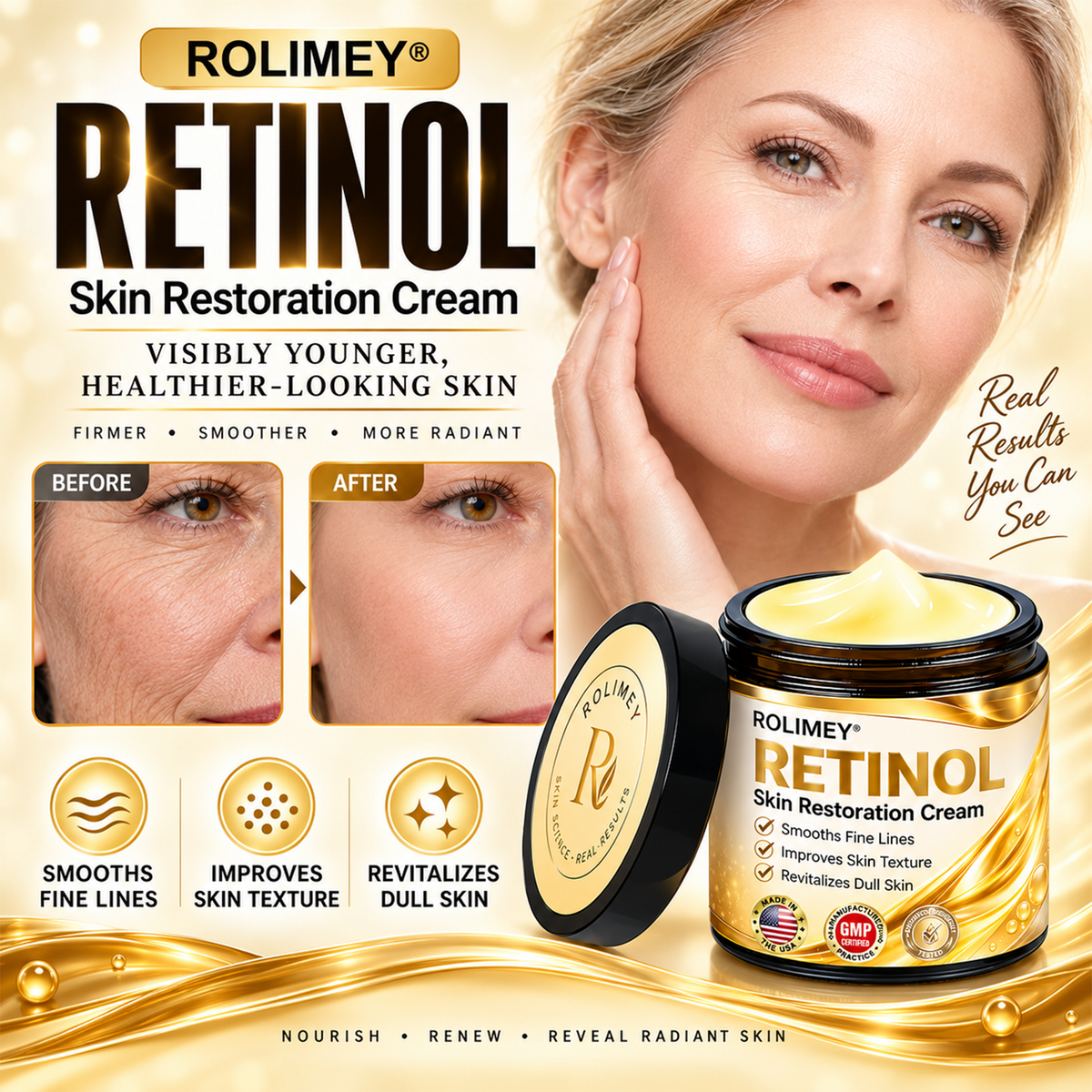 🎁2026 New Rolimey® Retinol Advanced Skin Restoration Cream | Botox-Inspired Firming & Smoothing Care for All Skin Types