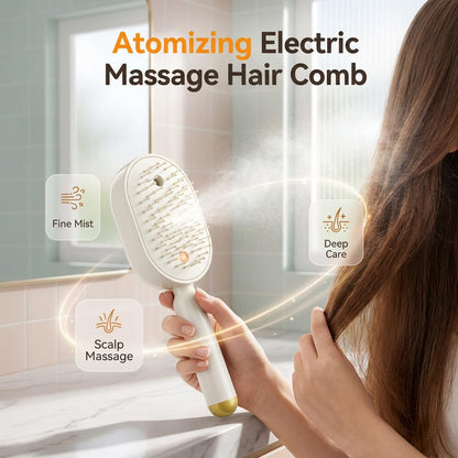 🔥Electric Spray Air Cushion Massage Comb, 2026 New 2 in 1 Misting Detangling Brush for All Hair, Rechargeable Hair Straightener Steam Brush, Wet Electric Hairbrush Air Cushion Mister for Women