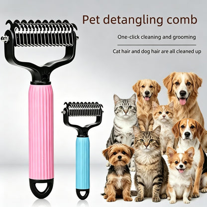 Double-Sided Cat & Dog Deshedding Dematting Comb - Undercoat Rake Grooming Tool, Matted Fur Remover for Long-Haired Pets, Grooming Accessories (Mid-Year Sale, Restock, DFYD, Deals for You Day Summerwins), Deshedding Tool