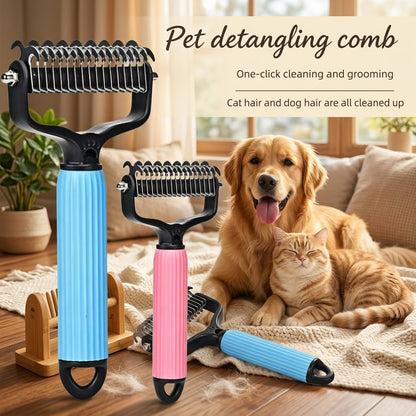 Double-Sided Cat & Dog Deshedding Dematting Comb - Undercoat Rake Grooming Tool, Matted Fur Remover for Long-Haired Pets, Grooming Accessories (Mid-Year Sale, Restock, DFYD, Deals for You Day Summerwins), Deshedding Tool