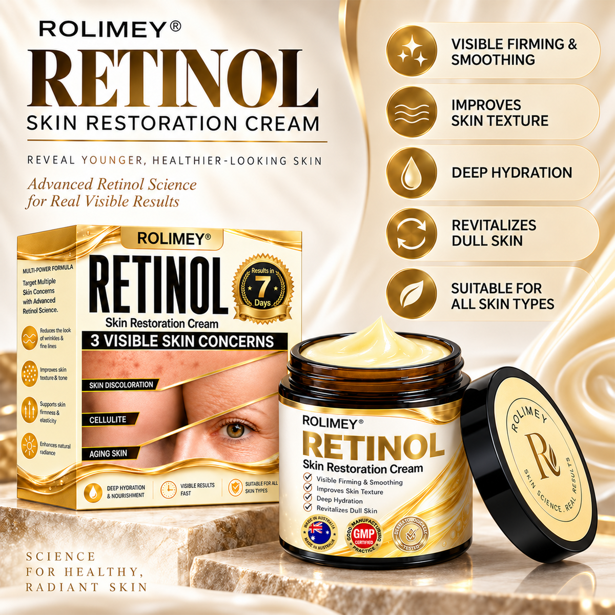 🍇2026 New Rolimey® Retinol Advanced Skin Restoration Cream | Botox-Inspired Firming & Smoothing Care for All Skin Types