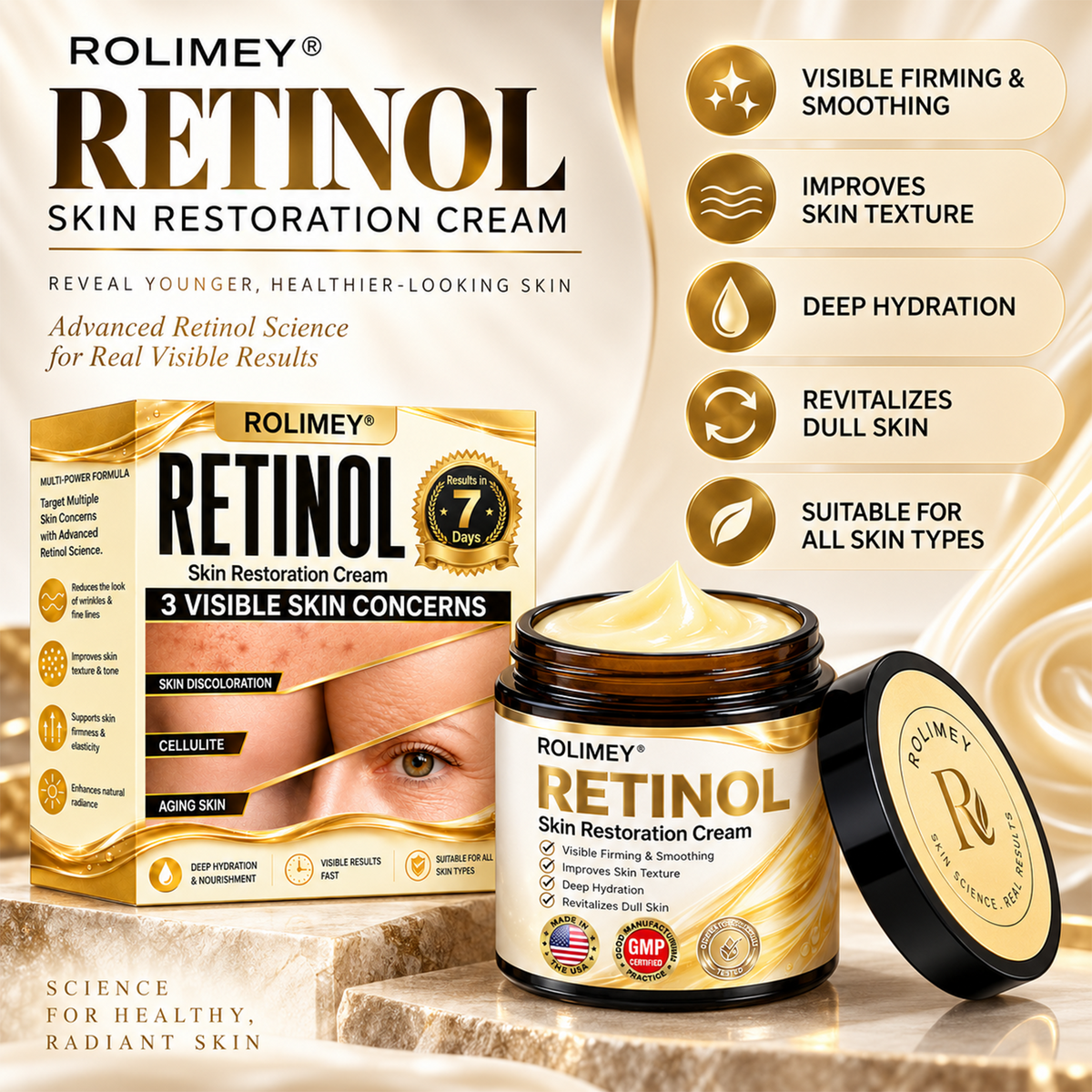 🎁2026 New Rolimey® Retinol Advanced Skin Restoration Cream | Botox-Inspired Firming & Smoothing Care for All Skin Types
