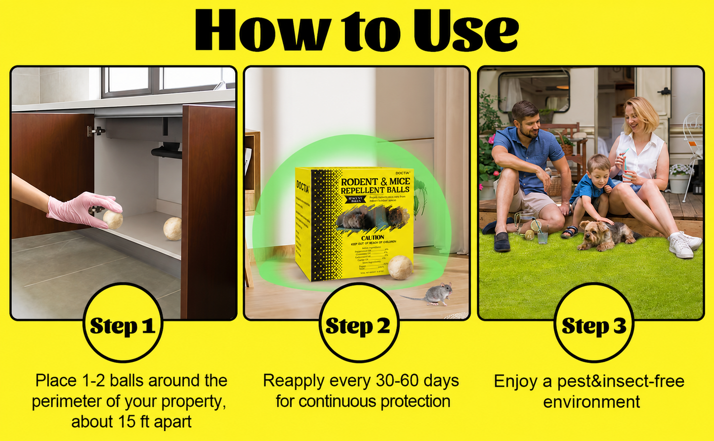 Mouse & Rat Repellent Balls, Indoor/Outdoor/Car Engine Protection, Long-Lasting Peppermint Oil Formula, Safe for Pets & Kids, 30-60 Days Effective Mouse Deterrent