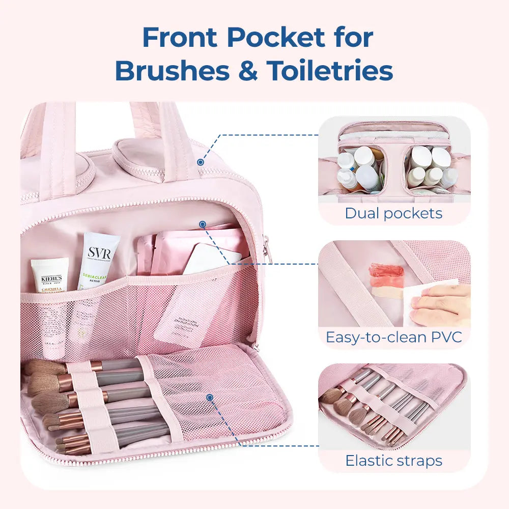 LUCKYSONG® 4-in-1 Puffy Travel Makeup & Toiletry Bag