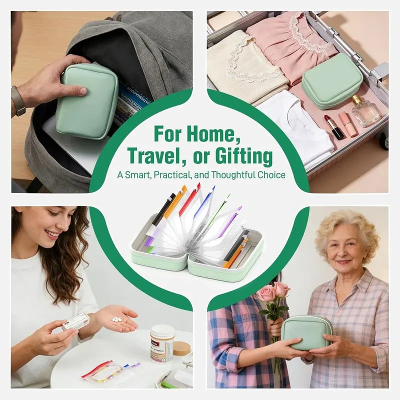🔥Waterproof Pill Pouch Set, 14pcs Bags Inside, A8 Waterproof Pill Organizer Set, 7 to 14 Days of Meds