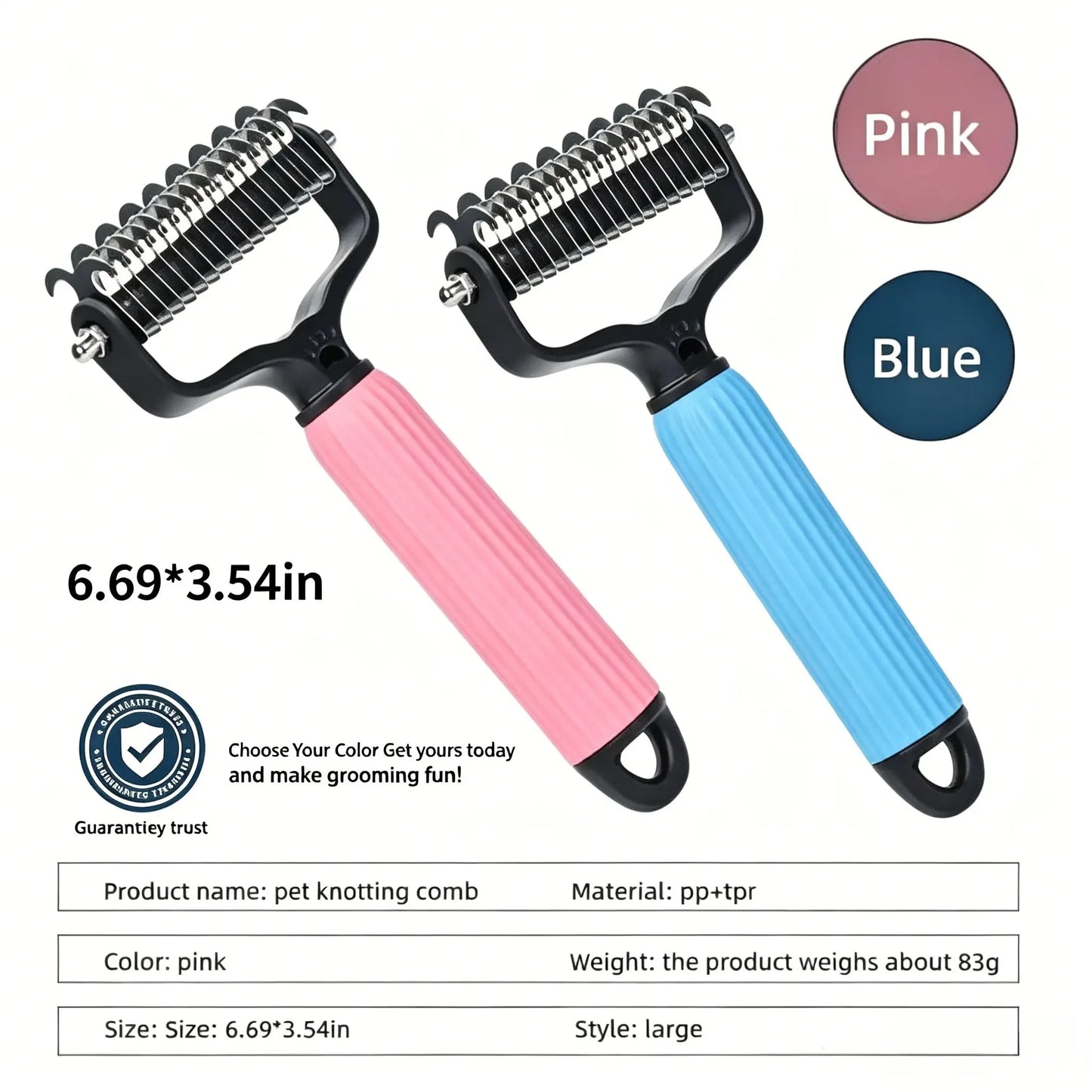 Double-Sided Cat & Dog Deshedding Dematting Comb - Undercoat Rake Grooming Tool, Matted Fur Remover for Long-Haired Pets, Grooming Accessories (Mid-Year Sale, Restock, DFYD, Deals for You Day Summerwins), Deshedding Tool