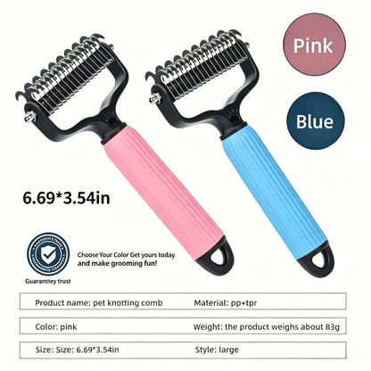 Double-Sided Cat & Dog Deshedding Dematting Comb - Undercoat Rake Grooming Tool, Matted Fur Remover for Long-Haired Pets, Grooming Accessories (Mid-Year Sale, Restock, DFYD, Deals for You Day Summerwins), Deshedding Tool