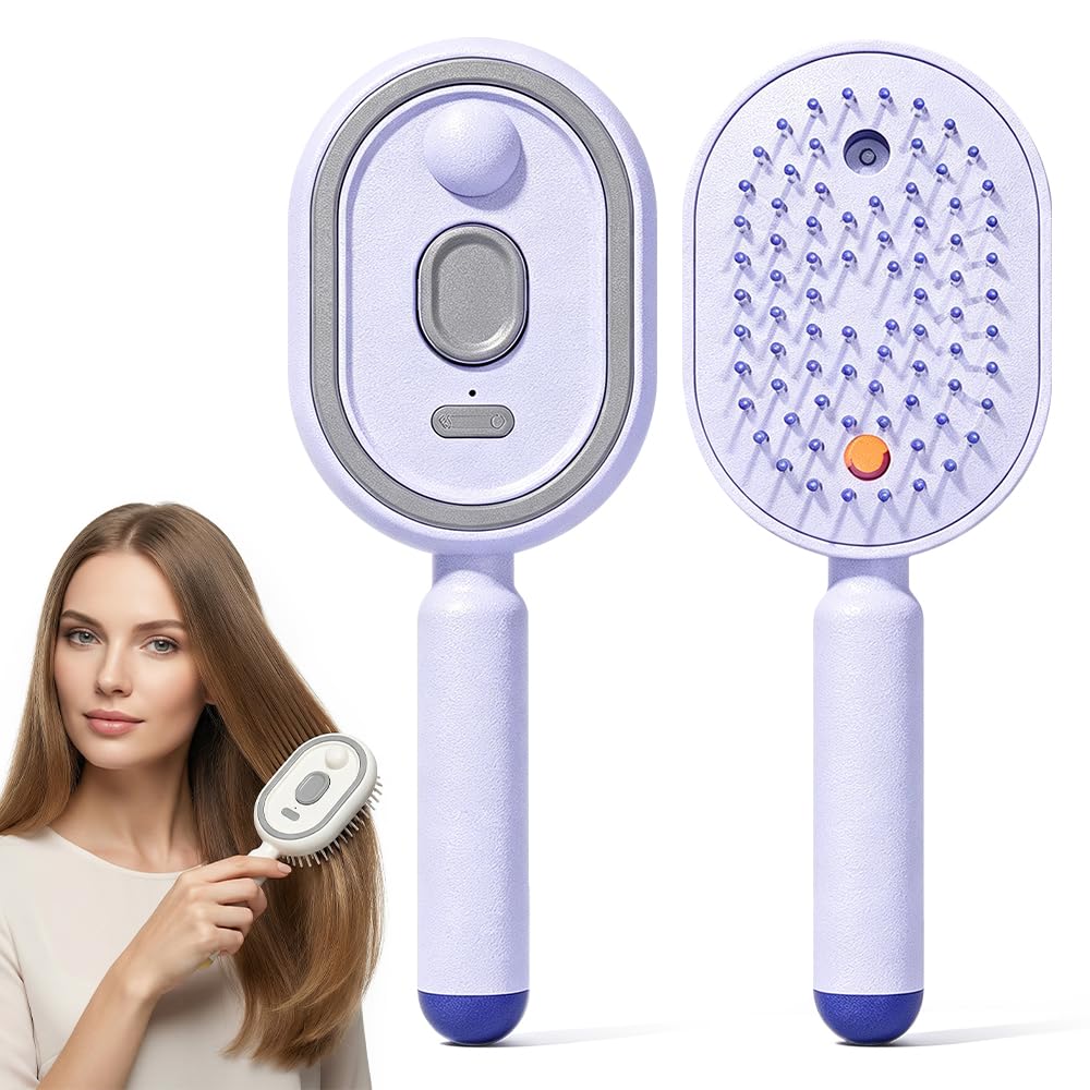 🔥Electric Spray Air Cushion Massage Comb, 2026 New 2 in 1 Misting Detangling Brush for All Hair, Rechargeable Hair Straightener Steam Brush, Wet Electric Hairbrush Air Cushion Mister for Women