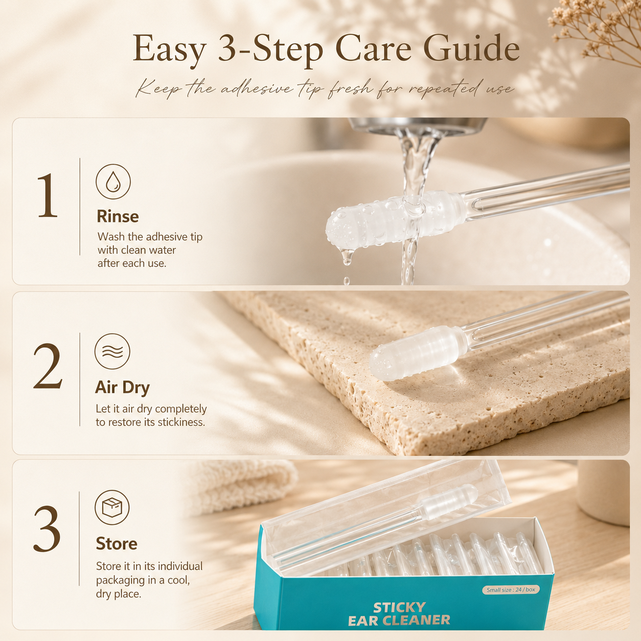 🔥Last Day 50% OFF🔥Reusable Sticky Ear Cleaning Sticks (24-Pack)