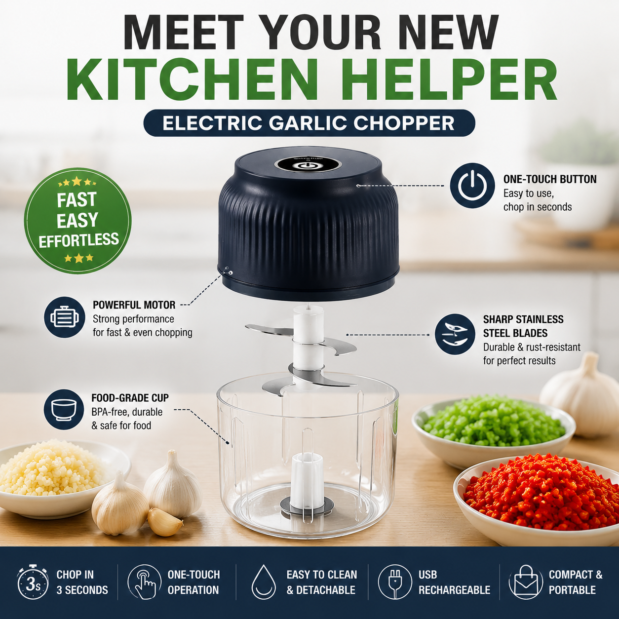 🔥50% off on the last day | 🎁Still Chopping Garlic by Hand? This Kitchen Gadget Does It in 3 Seconds🔥