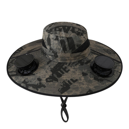☀️Solar Powered Fan Hat with 2 Removable Fans, Wide BrimSun Hat, UPF 50+ Bucket Fishing&Beach Hat, USB Solar