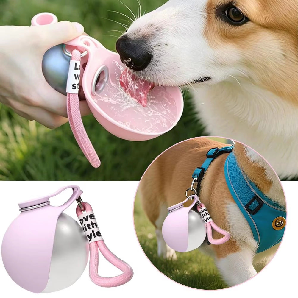 🐶 Foldable Dog Water Bottle 💦 | 304 Stainless Steel Travel Cup with Hook & No-Waste Water Return System ✨