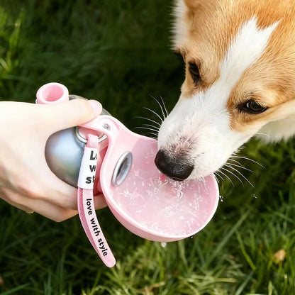🐶 Foldable Dog Water Bottle 💦 | 304 Stainless Steel Travel Cup with Hook & No-Waste Water Return System ✨