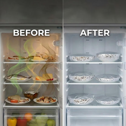 🔥Reusable Aluminum Foil Food Covers Aluminum Foil Insulation Covers,2026 Thickened Heat-Resistant Elastic Food Covers for Meals Prep Vegetables Fruits Leftovers Refrigerator Storage