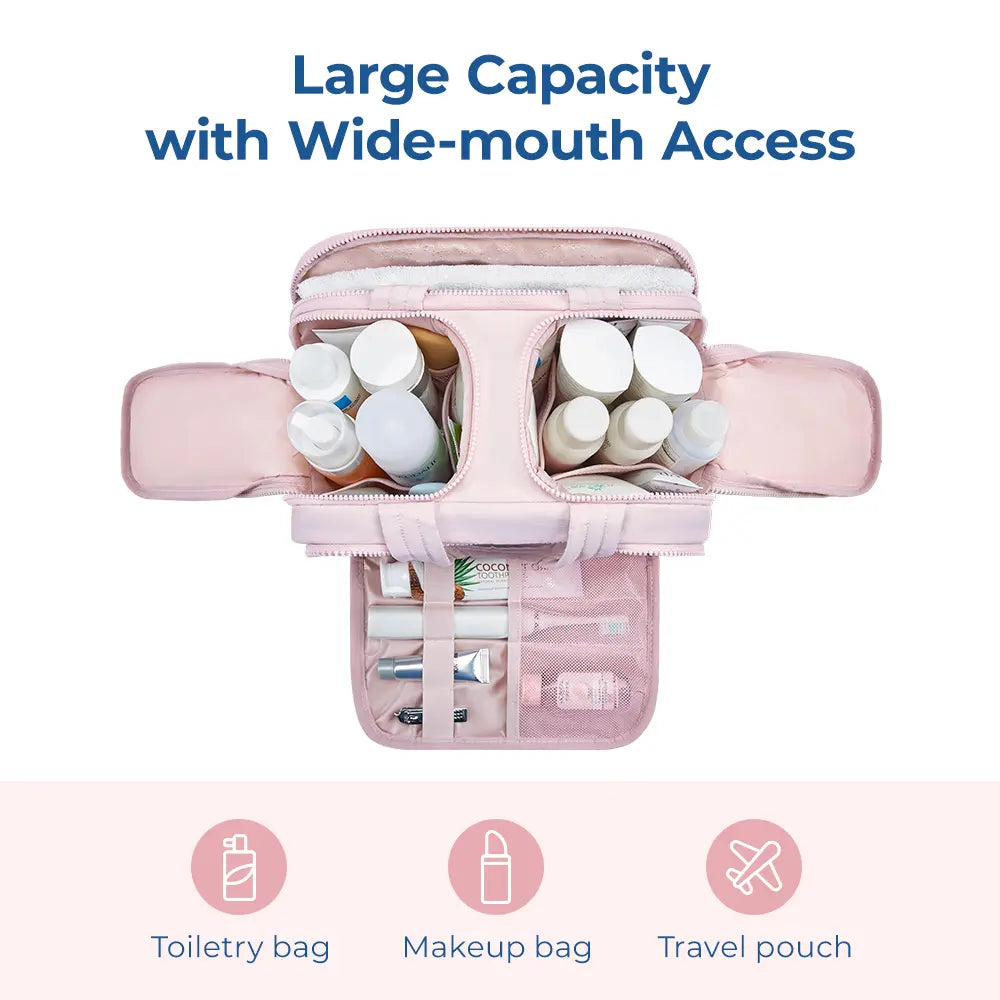 LUCKYSONG® 4-in-1 Puffy Travel Makeup & Toiletry Bag