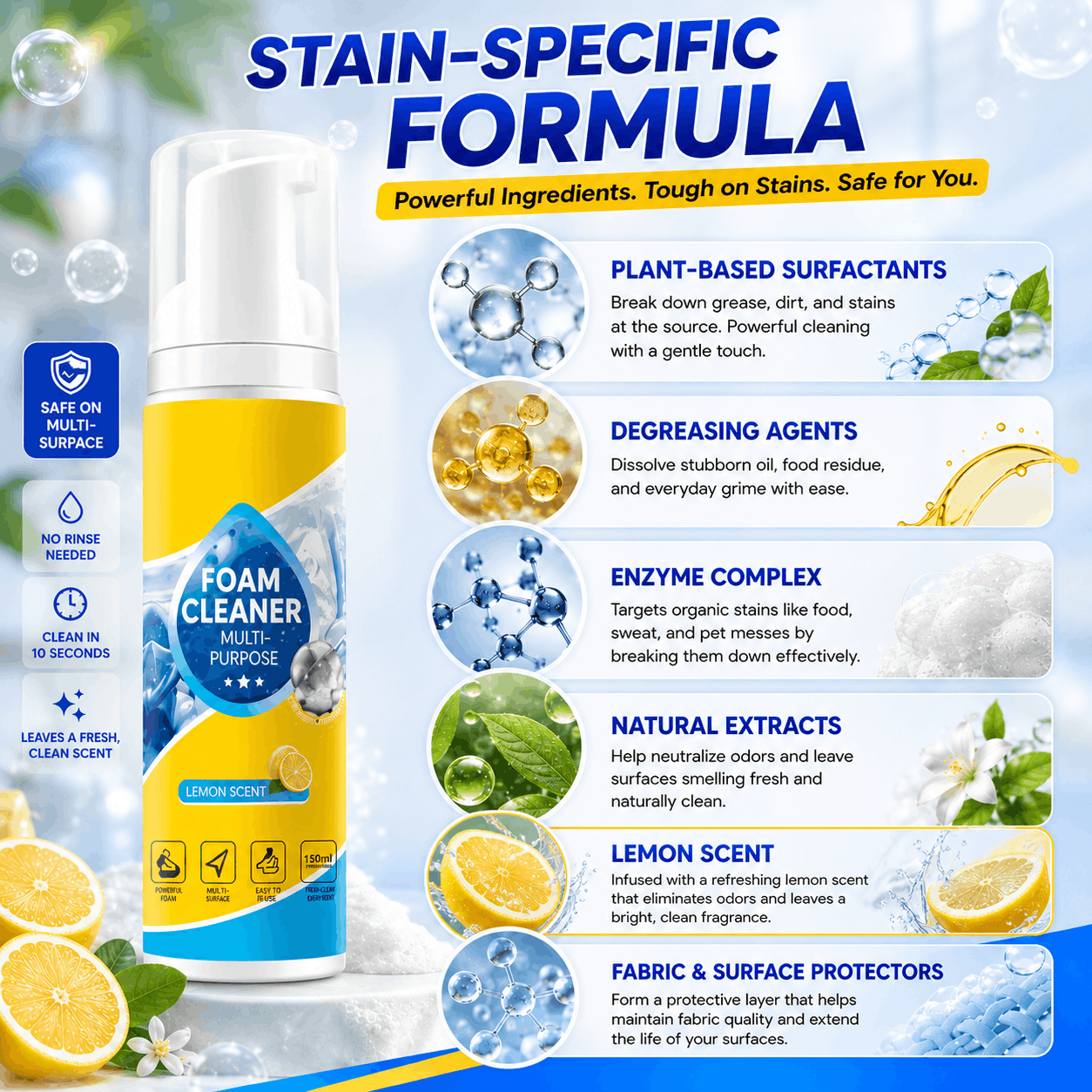 🔥Last Day 60% OFF🔥 Foam No-Rinse Cleaner — Spray, Wipe & Done