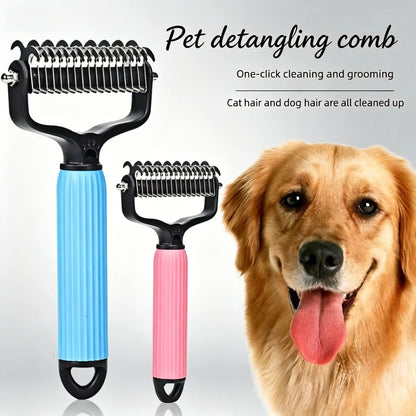 Double-Sided Cat & Dog Deshedding Dematting Comb - Undercoat Rake Grooming Tool, Matted Fur Remover for Long-Haired Pets, Grooming Accessories (Mid-Year Sale, Restock, DFYD, Deals for You Day Summerwins), Deshedding Tool