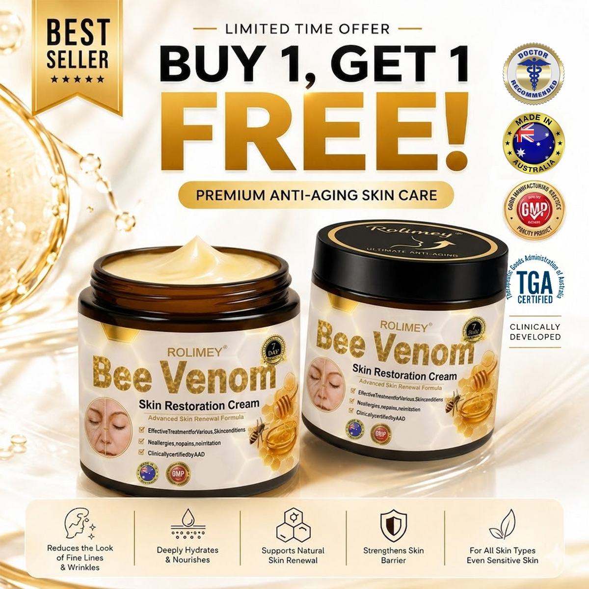🇦🇺🌟💎 Rolimey® Bee venom Pro Comprehensive Cream —Tightening for Skin Types 🔥