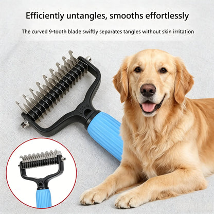 Double-Sided Cat & Dog Deshedding Dematting Comb - Undercoat Rake Grooming Tool, Matted Fur Remover for Long-Haired Pets, Grooming Accessories (Mid-Year Sale, Restock, DFYD, Deals for You Day Summerwins), Deshedding Tool