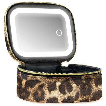 🔥LED Lighted Travel Makeup Bag with Mirror 3 Adjustable Brightness Portable Cosmetic Case