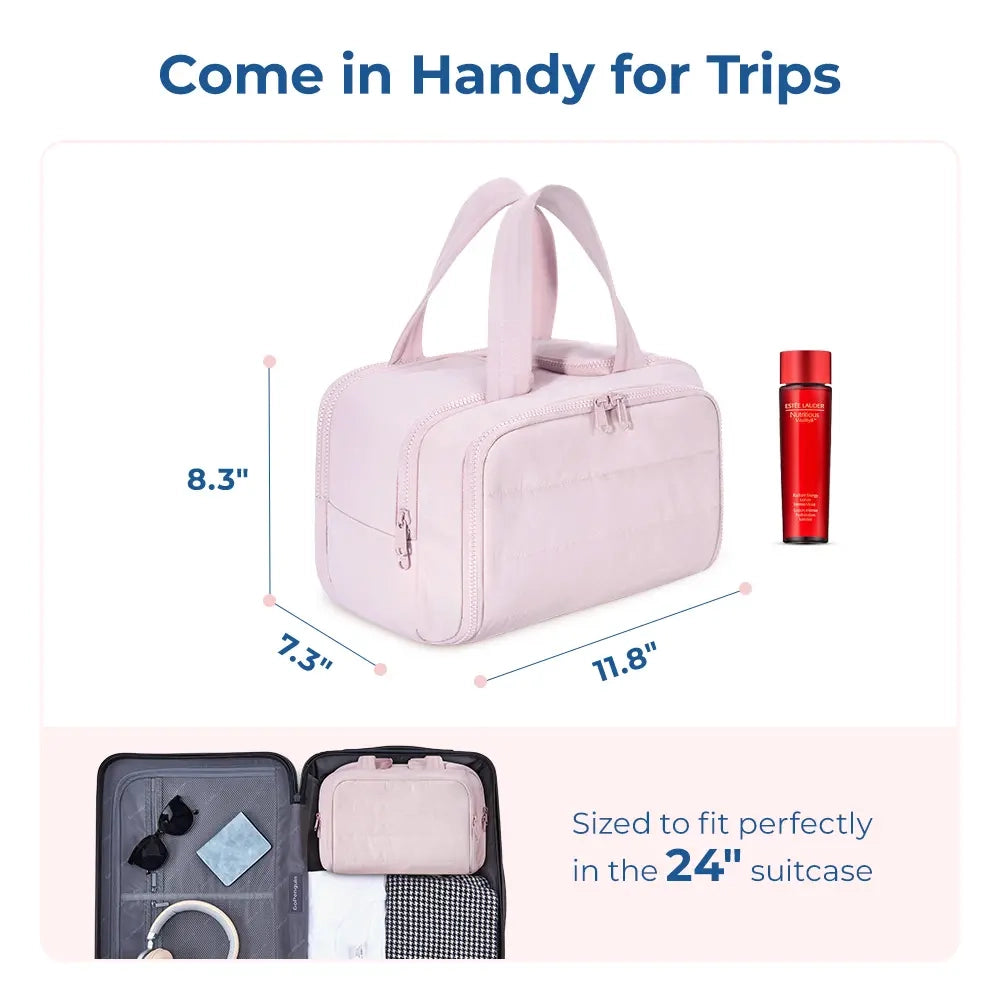 LUCKYSONG® 4-in-1 Puffy Travel Makeup & Toiletry Bag