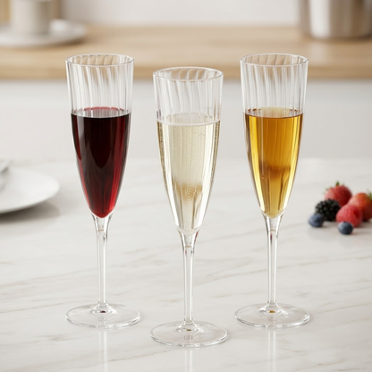 Aquilona Premium 6oz Clear Plastic Champagne Glasses - Elegant Reusable Wine Goblets & Cocktail Flutes, Shatterproof Disposable Party Cups for Toasting