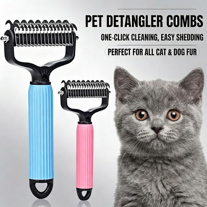 Double-Sided Cat & Dog Deshedding Dematting Comb - Undercoat Rake Grooming Tool, Matted Fur Remover for Long-Haired Pets, Grooming Accessories (Mid-Year Sale, Restock, DFYD, Deals for You Day Summerwins), Deshedding Tool