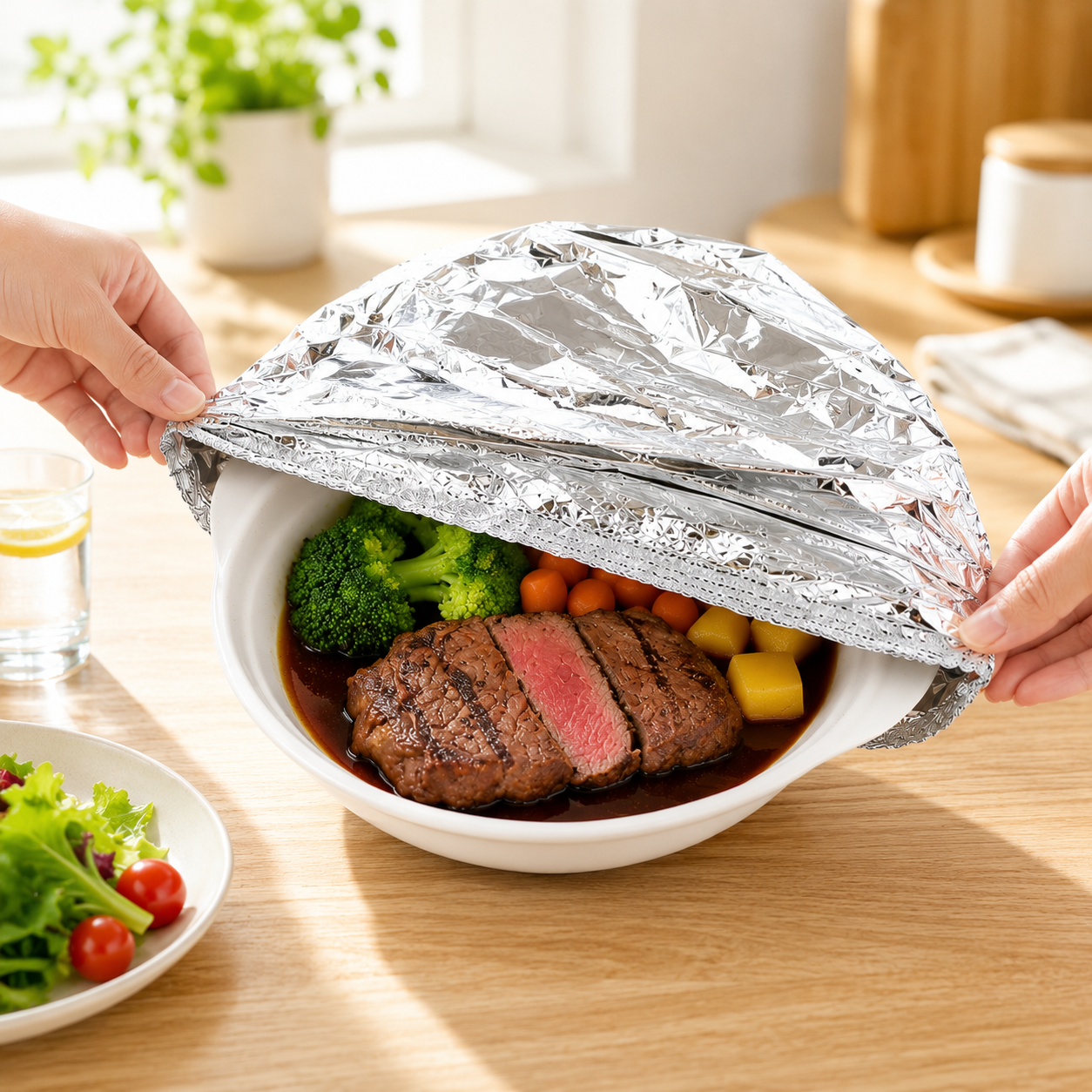 🔥Reusable Aluminum Foil Food Covers Aluminum Foil Insulation Covers,2026 Thickened Heat-Resistant Elastic Food Covers for Meals Prep Vegetables Fruits Leftovers Refrigerator Storage