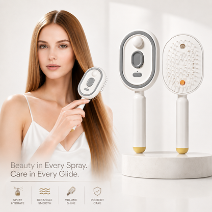 🔥Electric Spray Air Cushion Massage Comb, 2026 New 2 in 1 Misting Detangling Brush for All Hair, Rechargeable Hair Straightener Steam Brush, Wet Electric Hairbrush Air Cushion Mister for Women