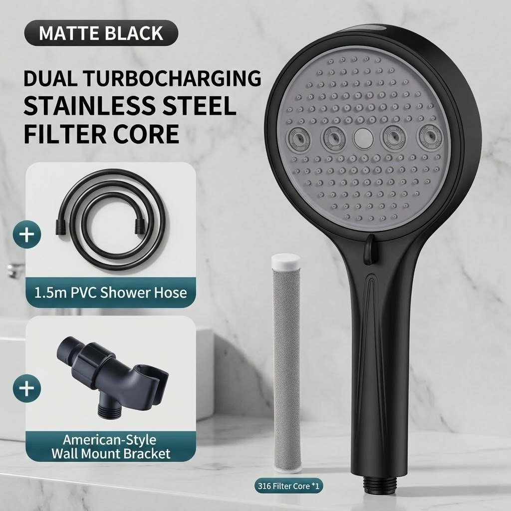 Shower Head + Filter + Hose + Arm Bracket